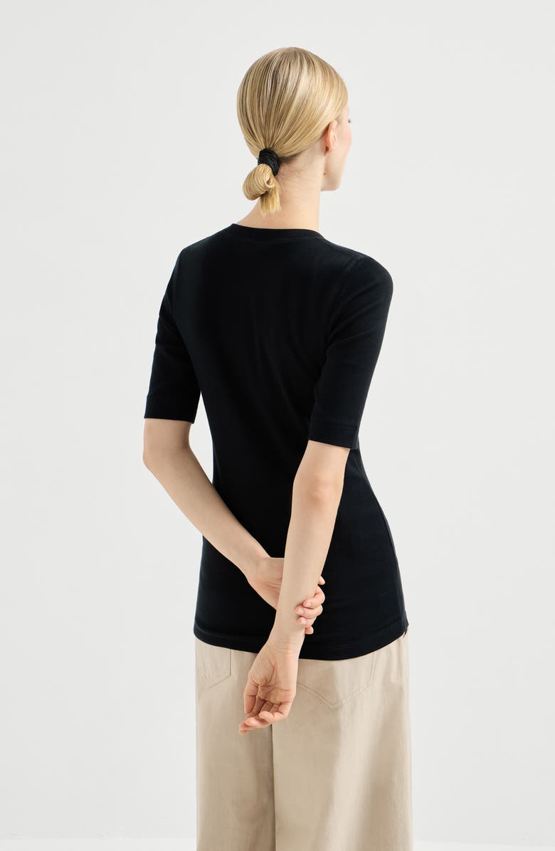 Brunello Cucinelli Ribbed jersey T-shirt, Alternate, color, Black