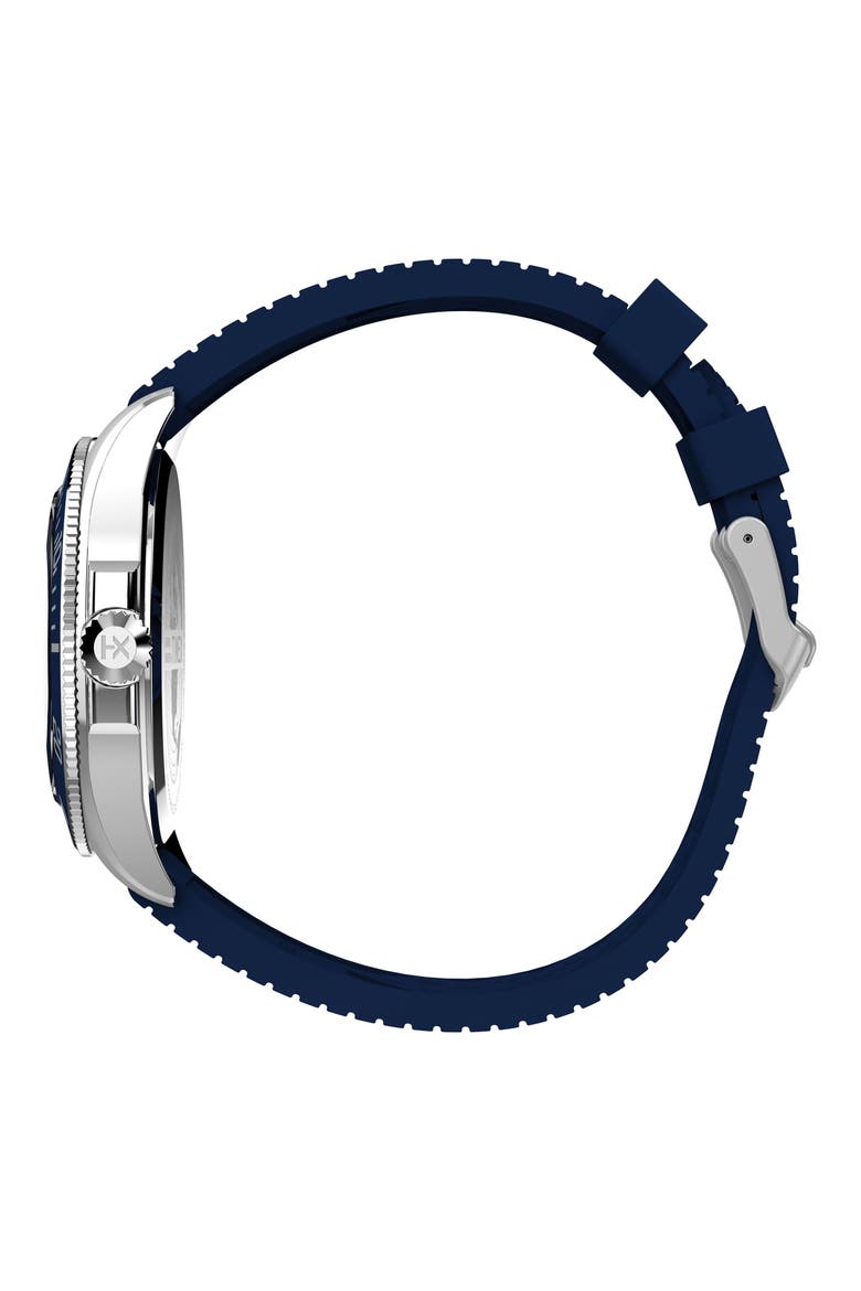 Harborside Coast Multifunction 43mm Synthetic Rubber Strap Watch, Alternate, color, BLUE/ SILVER-TONE
