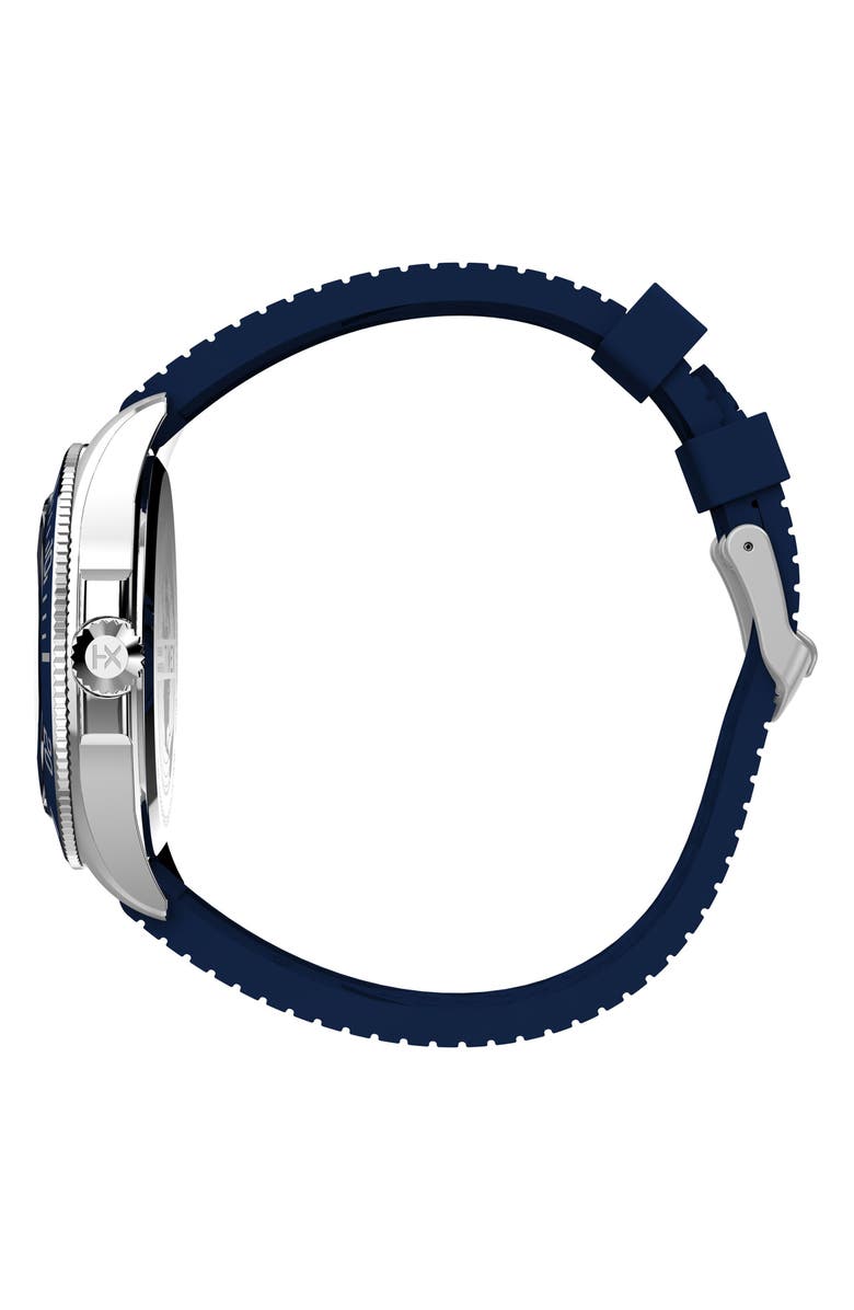 Timex<sup>®</sup> Harborside Coast Multifunction 43mm Synthetic Rubber Strap Watch, Alternate, color, Blue/ Silver-Tone