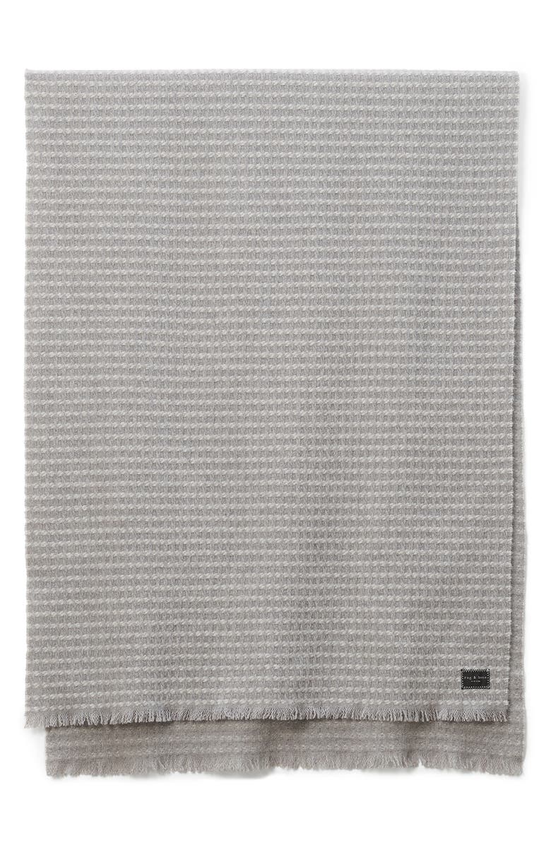 rag & bone Joni Recycled Wool Blend Waffle Scarf, Main, color, Grey