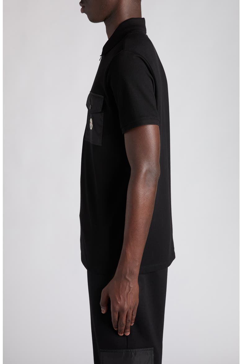 Logo Patch Pocket Zip Polo, Alternate, color, BLACK