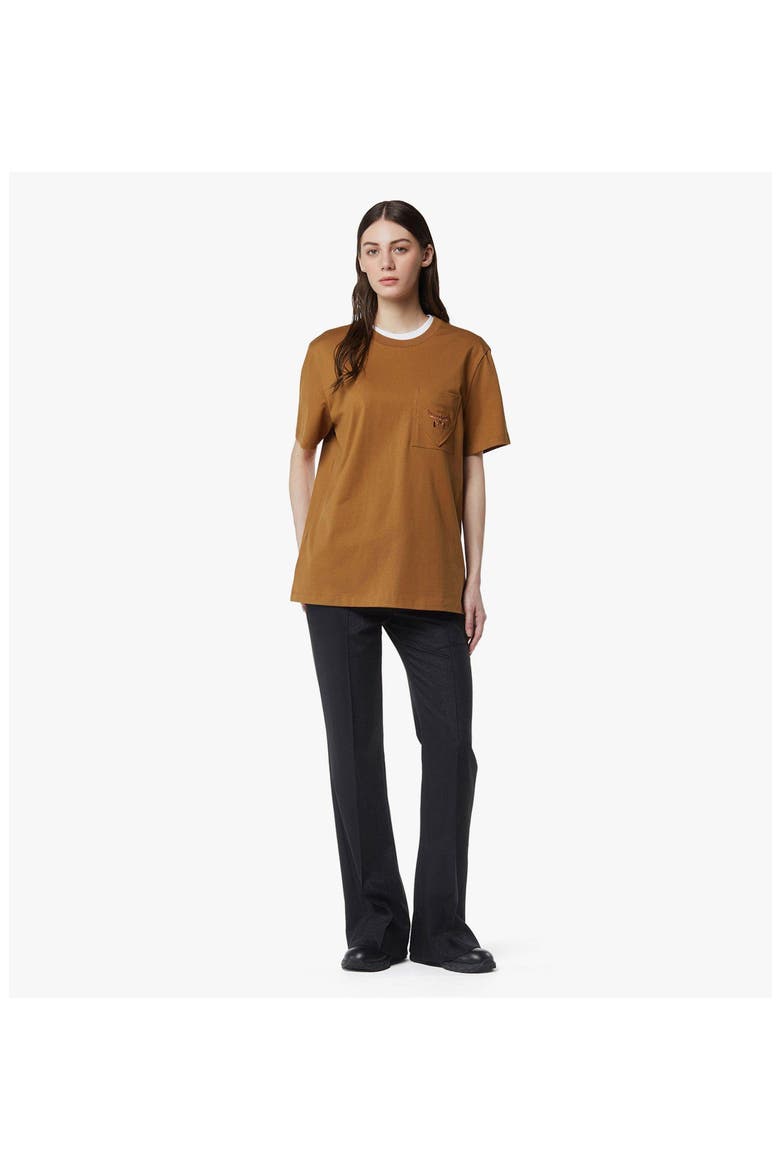 Essential Logo Pocket T-Shirt in Organic Cotton, Alternate, color, Cognac