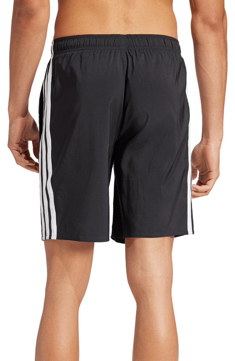 adidas 3-Stripes 8-Inch Swim Shorts, Alternate, color, Black/ White