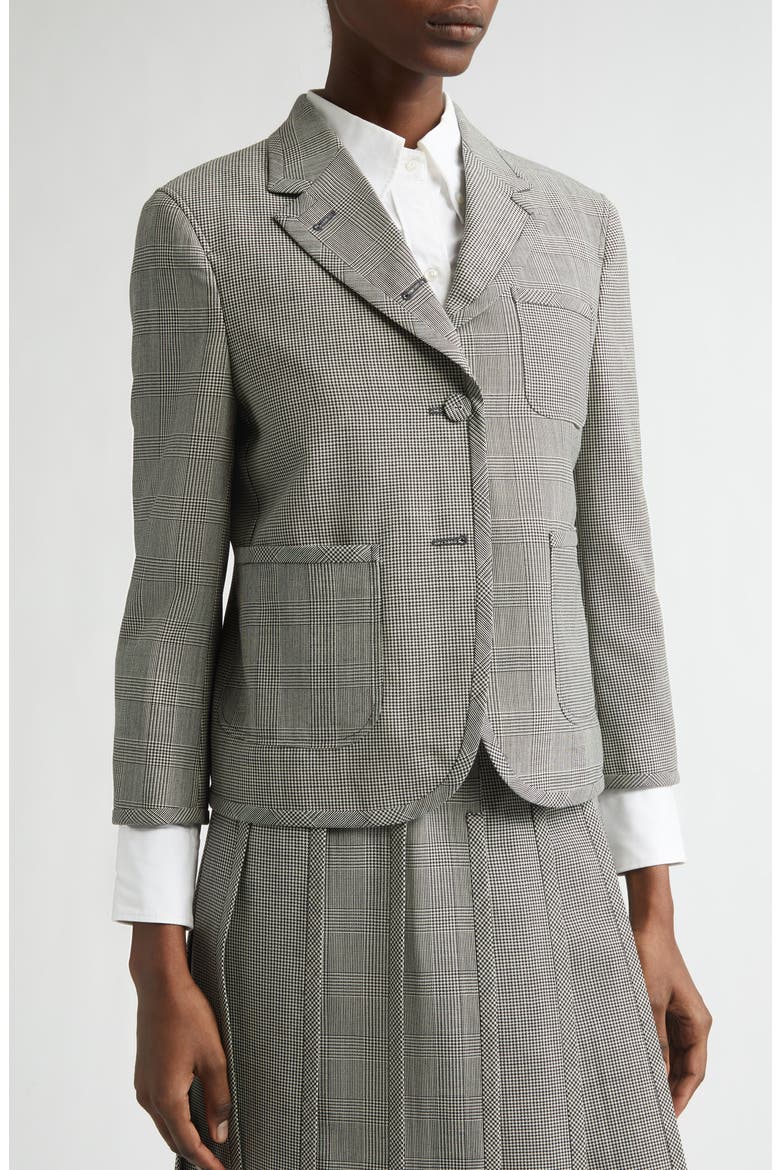 Glen Plaid Funmix Fresco Wool Crop Sport Coat, Alternate, color, BLACK/ WHITE