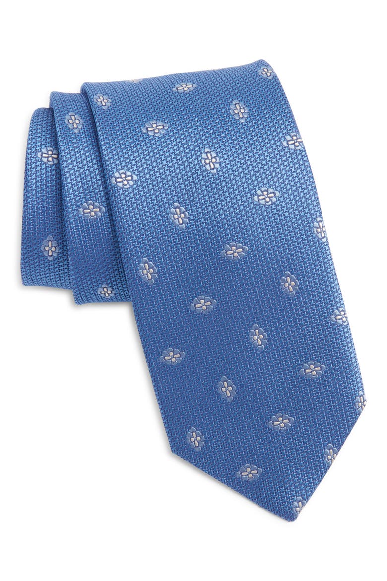 Geometric Silk Tie, Main, color, BLUE