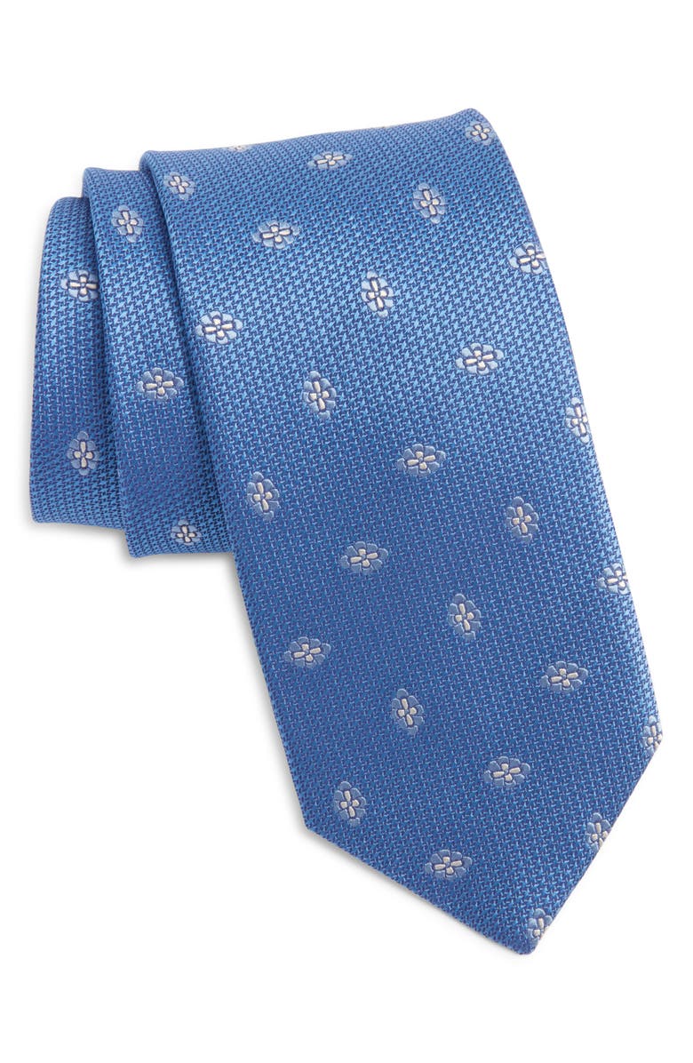 David Donahue Geometric Silk Tie, Main, color, Blue