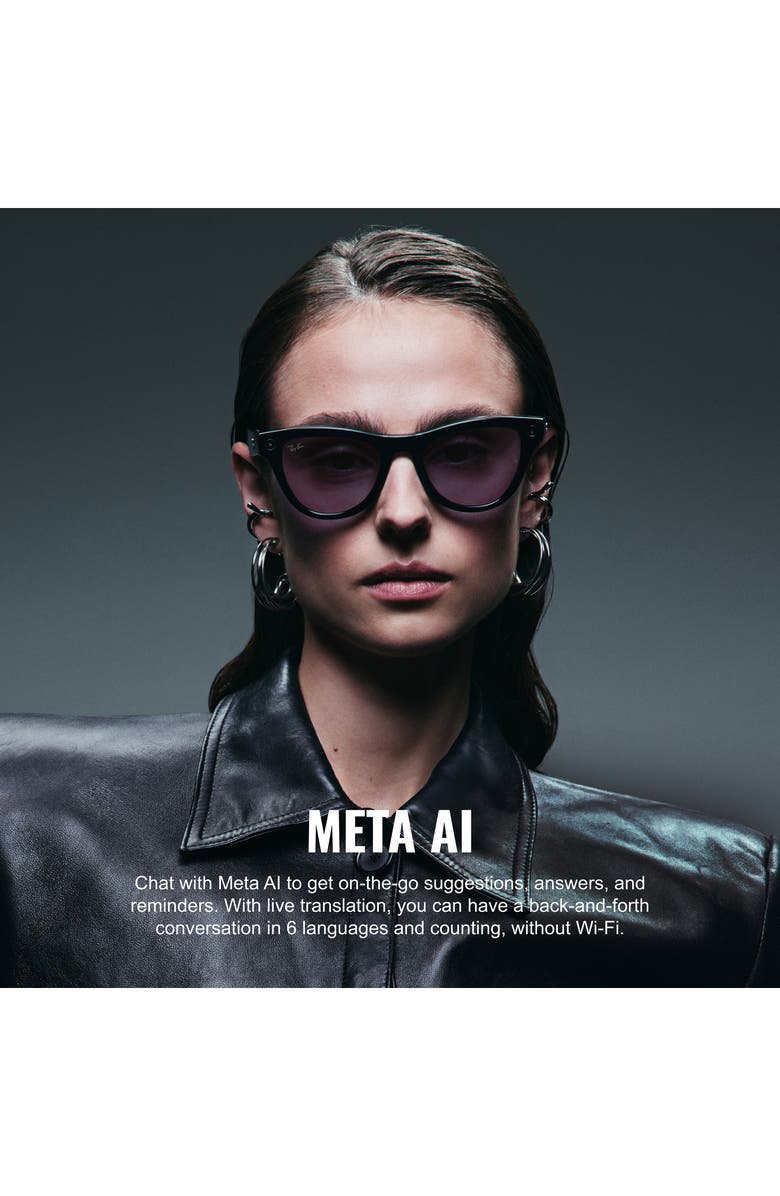 Ray-Ban Meta Wayfarer Gen 2 50mm Square AI Sunglasses, Alternate, color, Shiny Black / Green