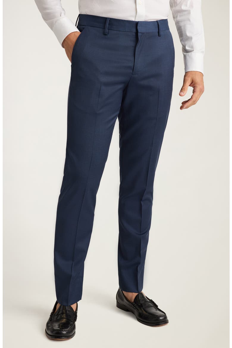Jetsetter Flat Front Stretch Wool Dress Pants, Main, color, LIGHT NAVY