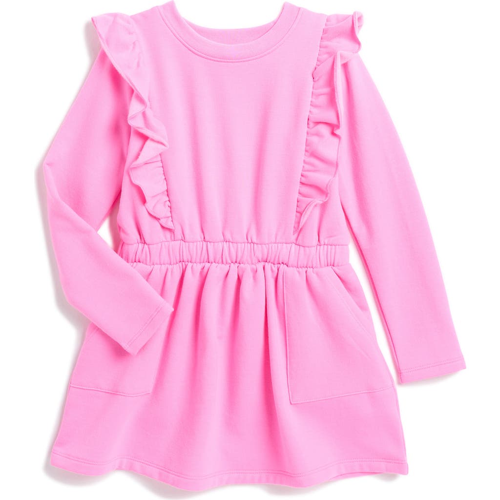 Shop Splendid Kids' Ruffle Trim Dress In Hot Pink