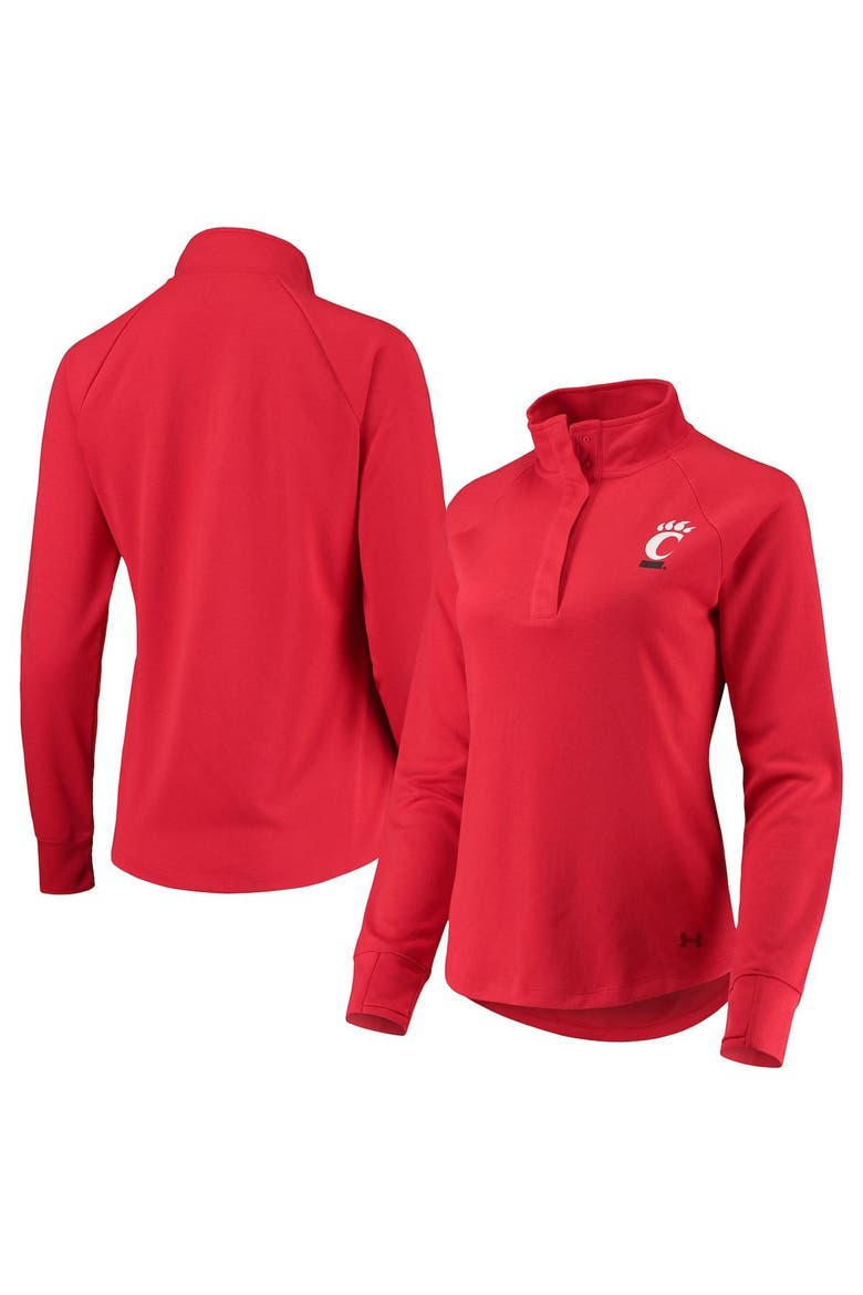 Women's Under Armour Red Cincinnati Bearcats Double Knit Raglan Quarter-Snap Jacket, Main, color, Red