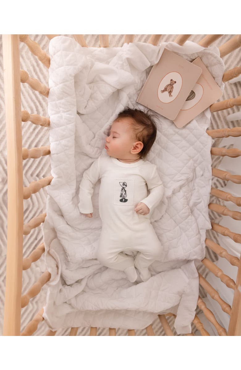 MiniMoi Baby Girls Cotton Rich Footie, Alternate, color, Ivory Mist