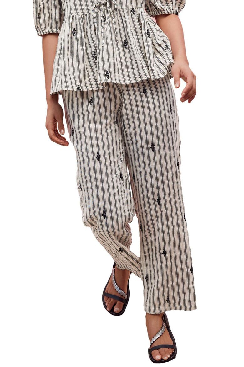 Embroidered Cotton Blend Drawstring Pants, Main, color, WHITE