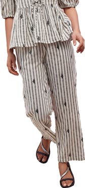NEXT Embroidered Cotton Blend Drawstring Pants