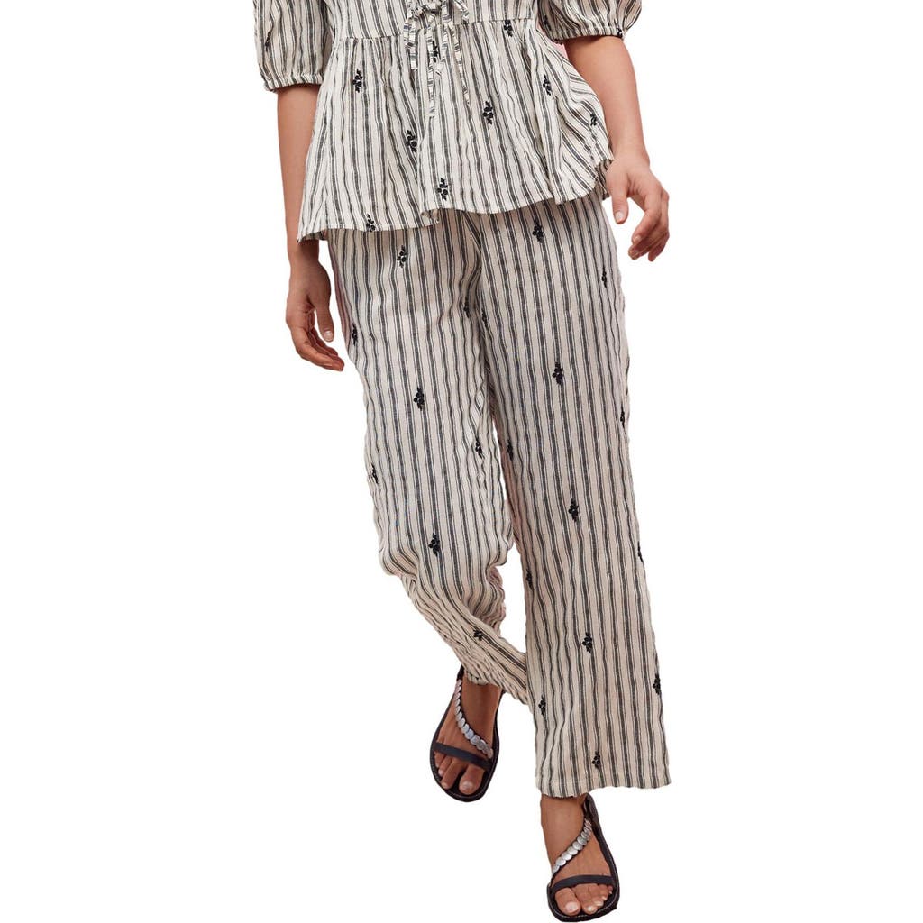 NEXT NEXT EMBROIDERED COTTON BLEND DRAWSTRING PANTS