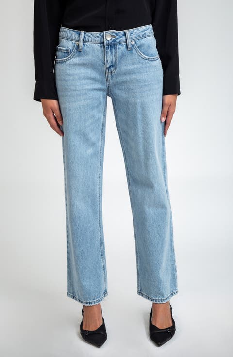 High Waist Kick Straight Leg Jeans