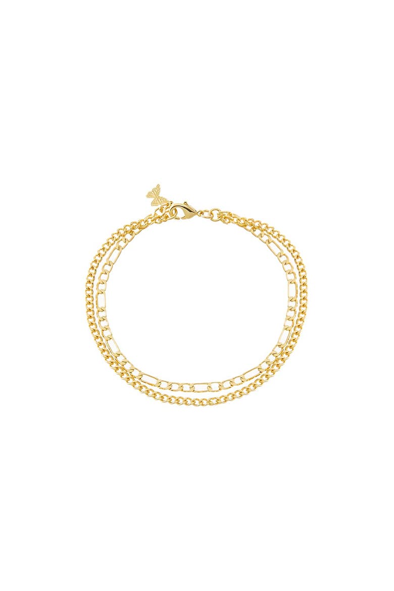 Two In One Chunky Double Chain Bracelet, Main, color, Gold