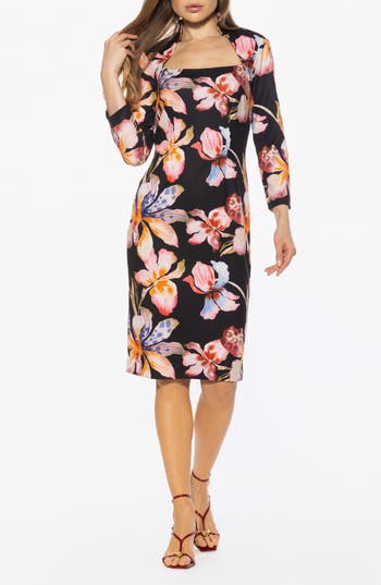 ALEXIA ADMOR ALEXIA ADMOR MARAIS NECK MIDI SHEATH DRESS