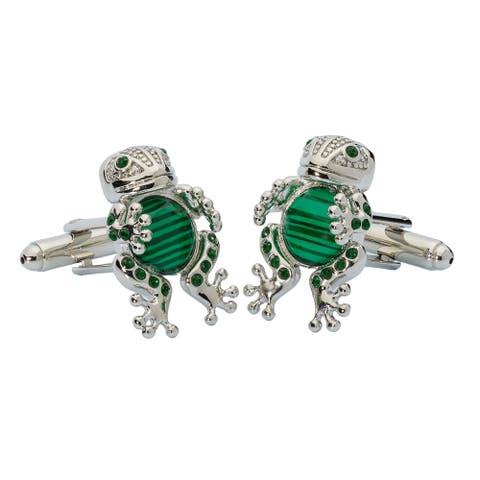 Emerald Frog Prince Crystal Cufflinks