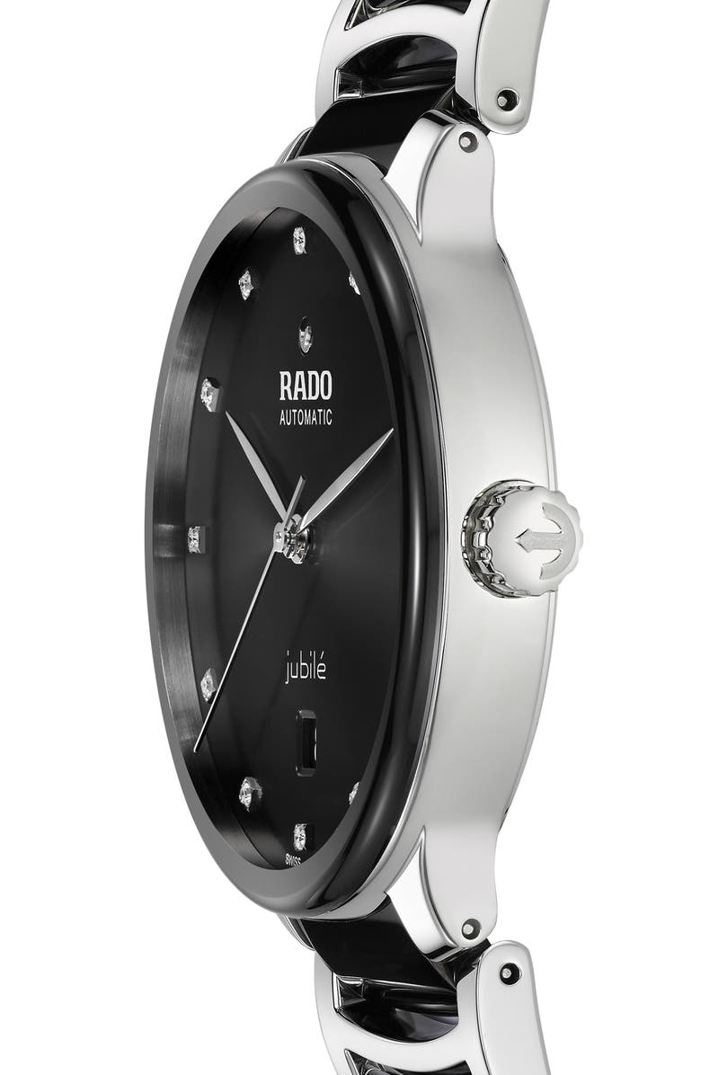 RADO Centrix Diamond Automatic Bracelet Watch, 39.5mm, Alternate, color, Black