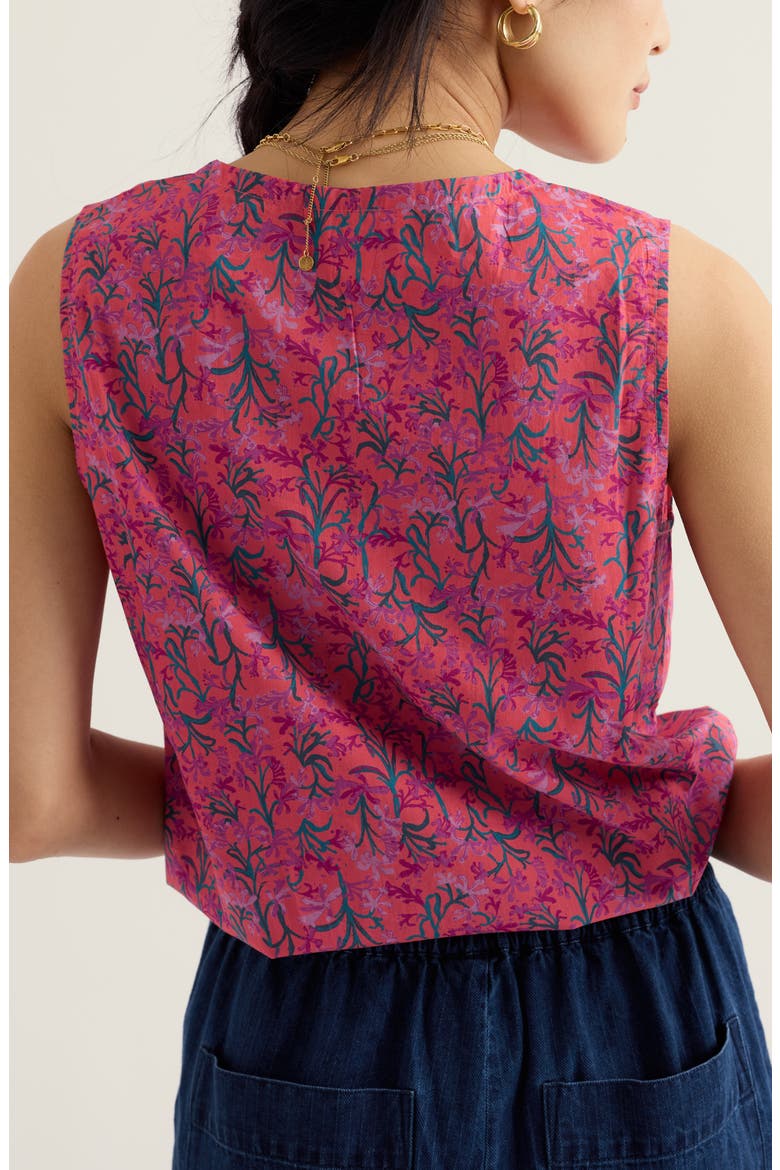 Cobbs Well Floral Sleeveless Organic Cotton Top, Alternate, color, SUMMER FRONDS CRAB CLAW