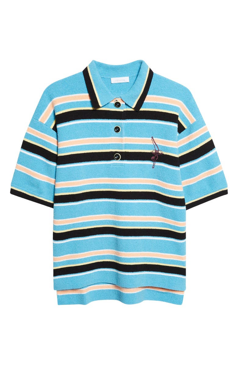Rabanne Stripe Terry Cloth Polo, Main, color, Rayures Eponge Bleu/ Noir