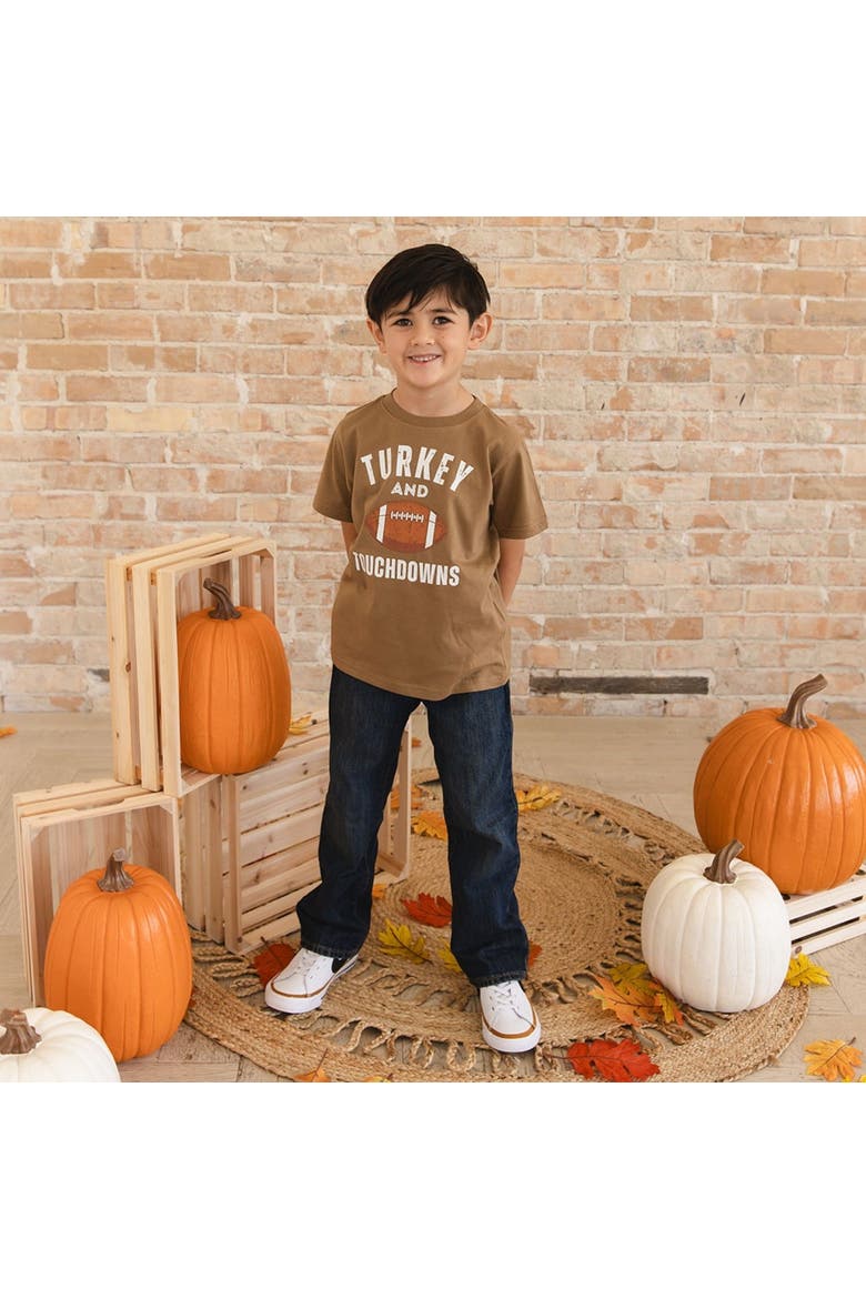 Turkey and Touchdowns Thanksgiving Short Sleeve T-Shirt, Alternate, color, Mocha