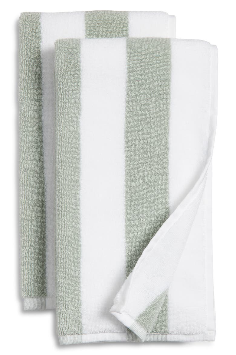 Hydrocotton Stripe Set of 2 Hand Towels, Main, color, GREEN MIRROR MULTI