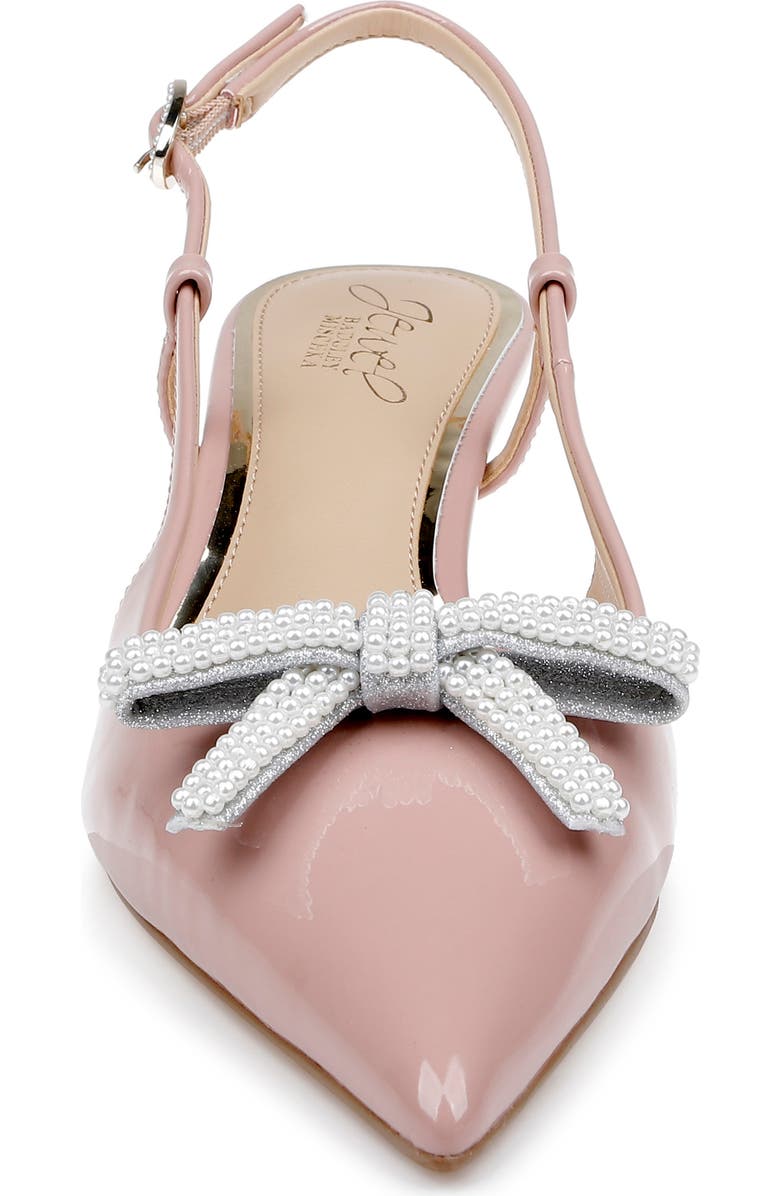 Jewel Badgley Mischka Krystia Slingback Pointed Toe Kitten Heel Pump, Alternate, color, Blushpaten