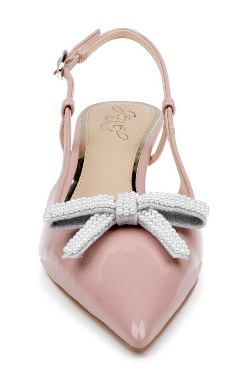 Jewel Badgley Mischka Krystia Slingback Pointed Toe Kitten Heel Pump In Blush Patent
