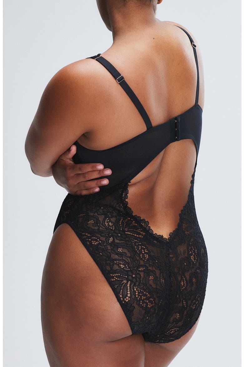 Romantic Corded Lace Underwire Teddy, Alternate, color, BLACK CAVIAR