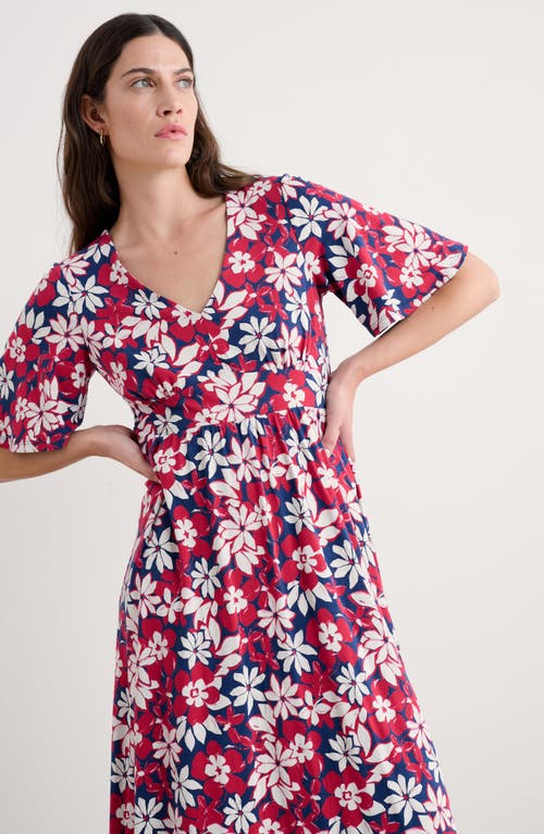 Seasalt Cornwall Chateaux Floral Print Organic Cotton Midi Dress In Seashore Floral Yacht