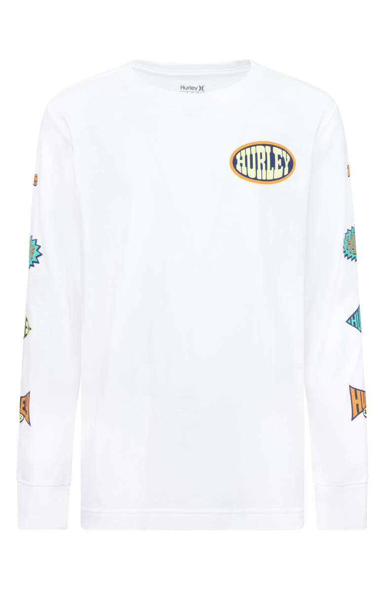 Hurley Kids' Badge Long Sleeve Graphic T-Shirt, Main, color, White
