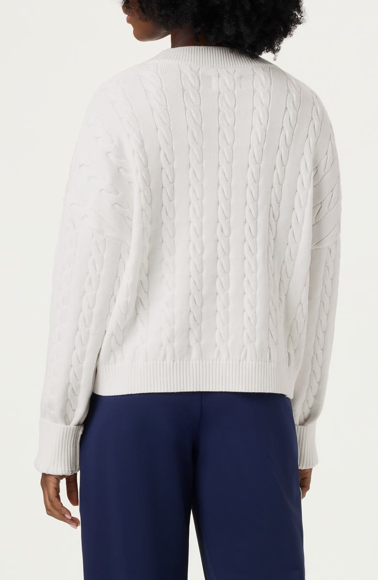 FILA Baseline Cable V-Neck Sweater, Alternate, color, White