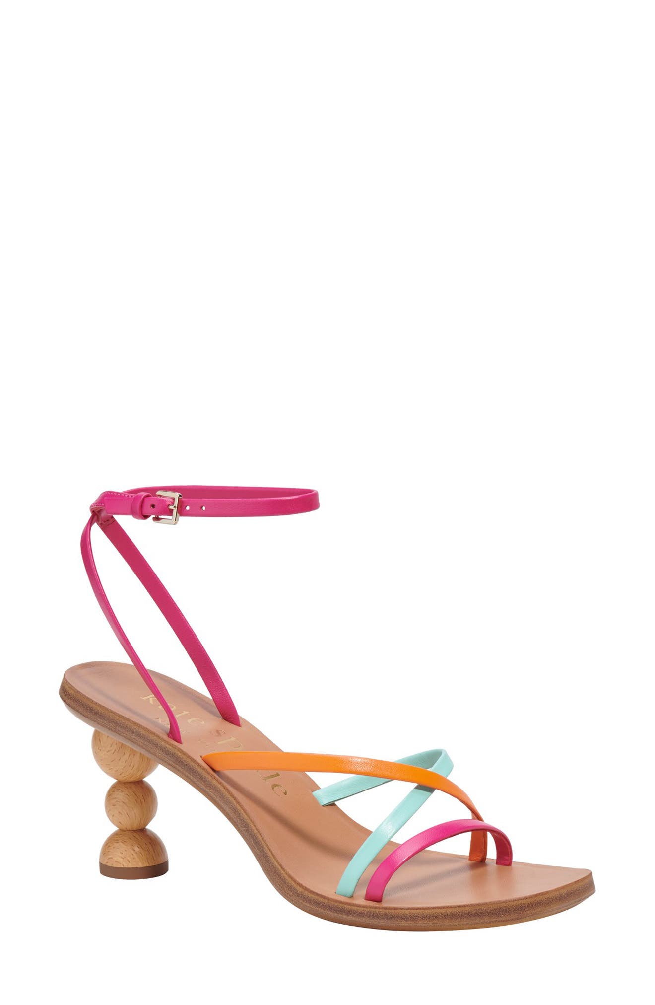 Kate Spade New York charmer strappy sandal, Main, color, Rose Jam/ Low Tide/ Satsuma