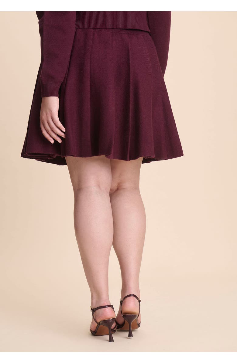 ELOQUII Pleated Sweater Mini Skirt, Alternate, color, Burgundy