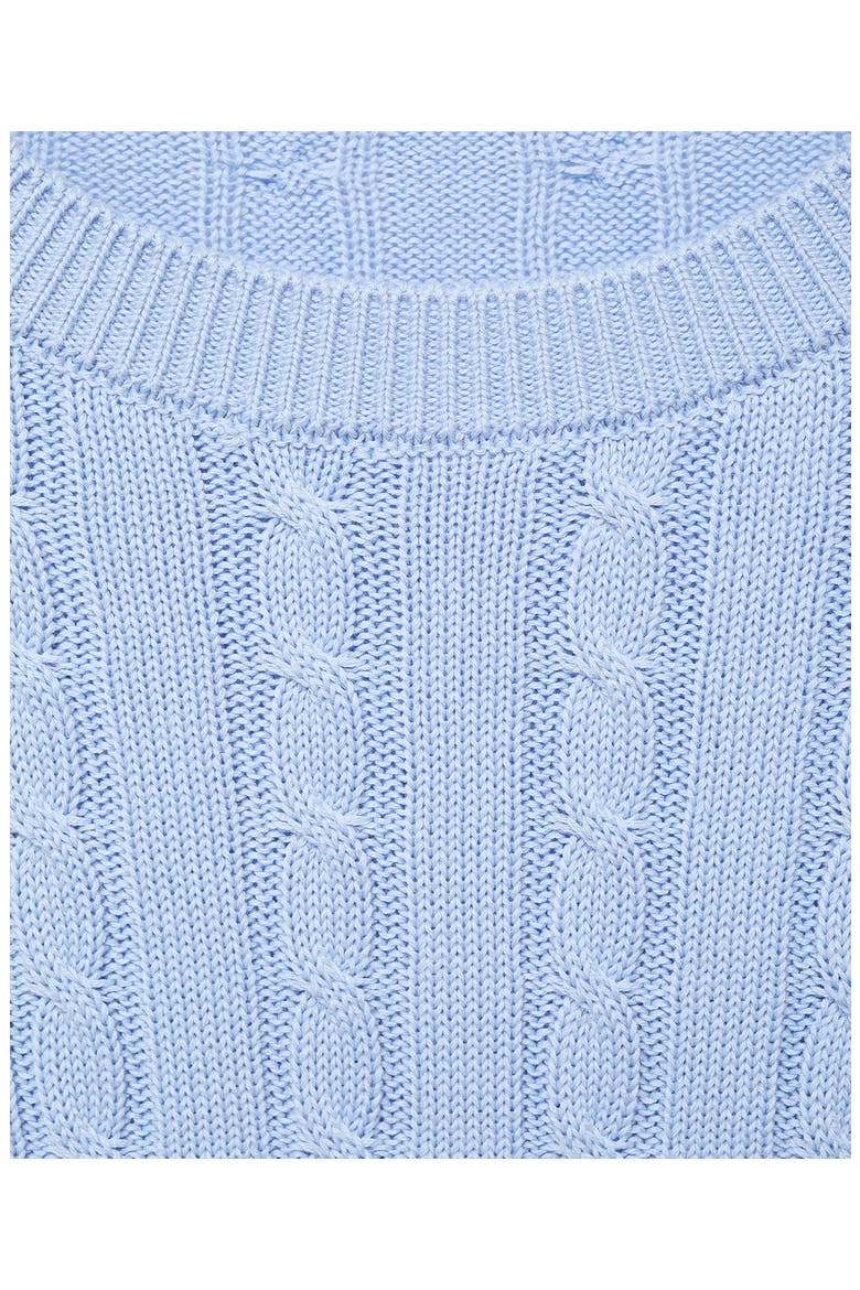 Cable Knit Cotton Sweater, Alternate, color, SKY BLUE