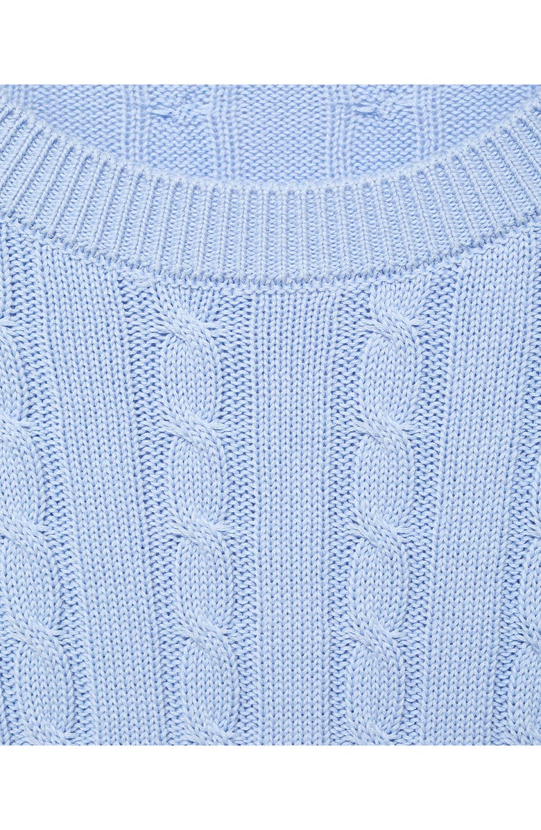 MANGO Cable Knit Cotton Sweater, Alternate, color, Sky Blue