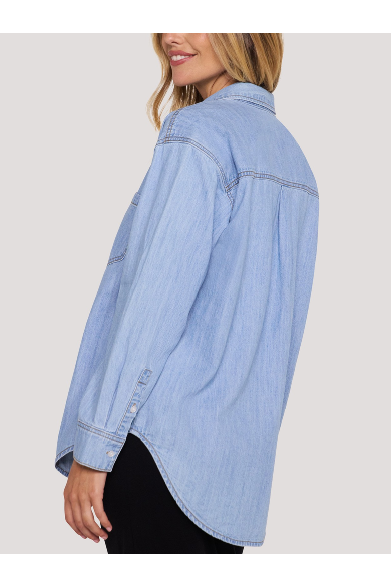 Long Sleeve Button-Up Denim Shirt, Alternate, color, July Wash