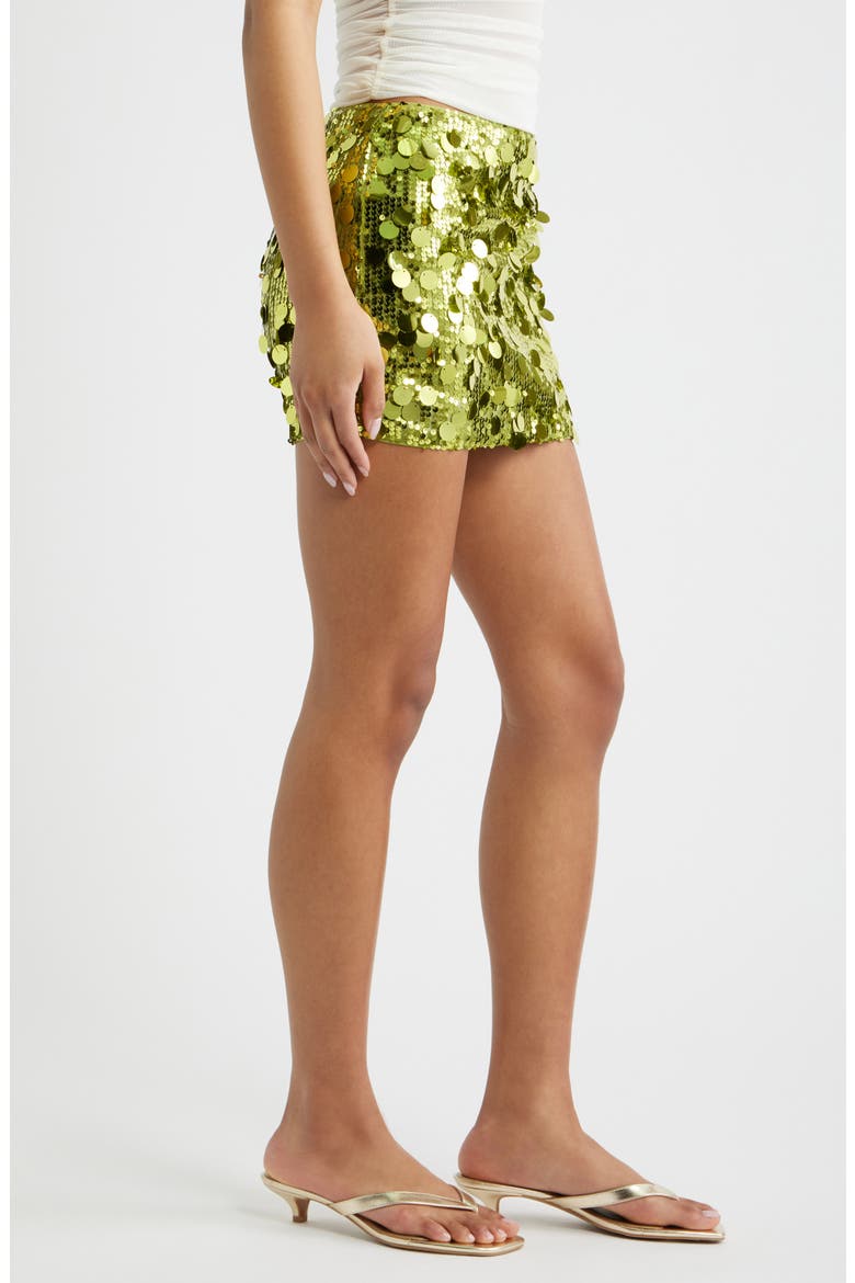 Riego Sequin & Paillette Low Rise Miniskirt, Alternate, color, GREEN