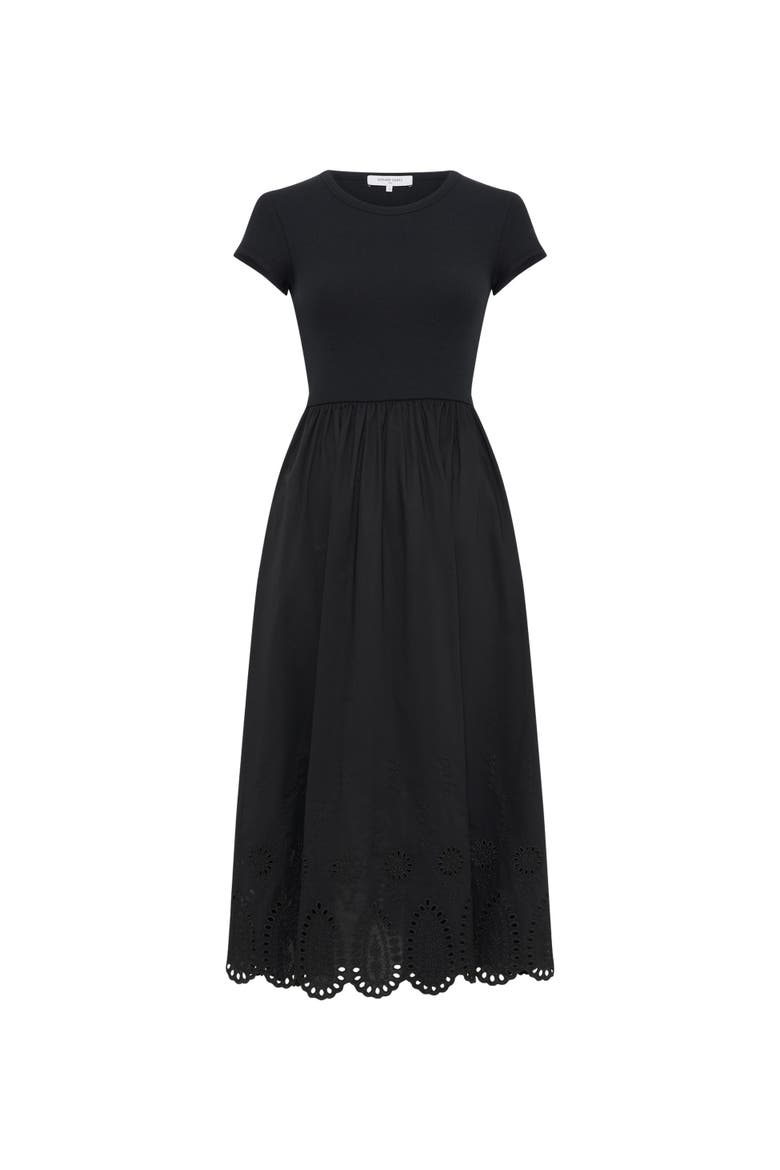 Rynah Scalloped Detail Midi Dress, Alternate, color, Black