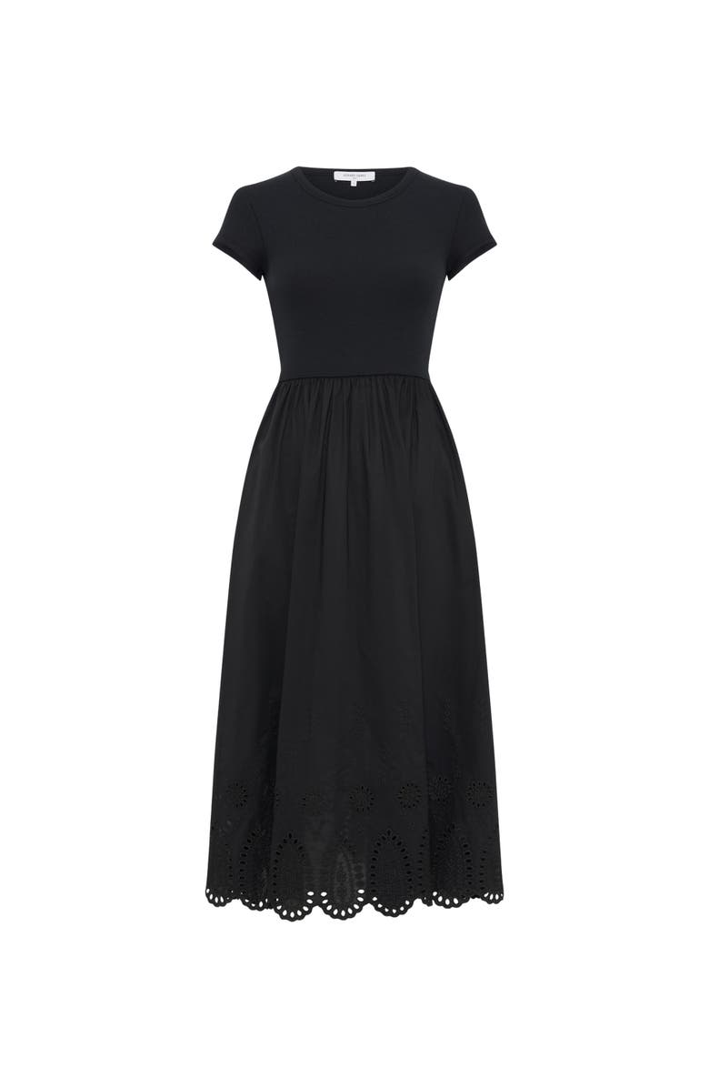 GERARD DAREL Rynah Scalloped Detail Midi Dress, Alternate, color, Black