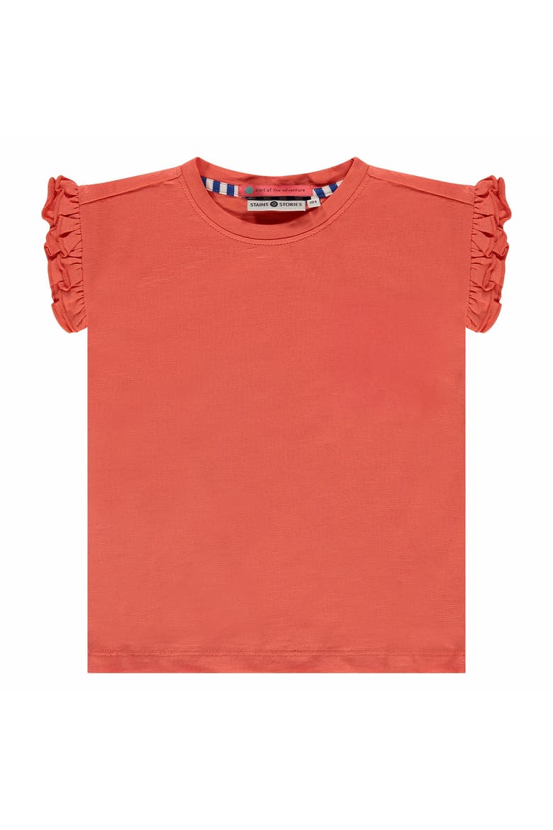 Ruffled Cap Sleeve T-Shirt, Main, color, Grapefruit