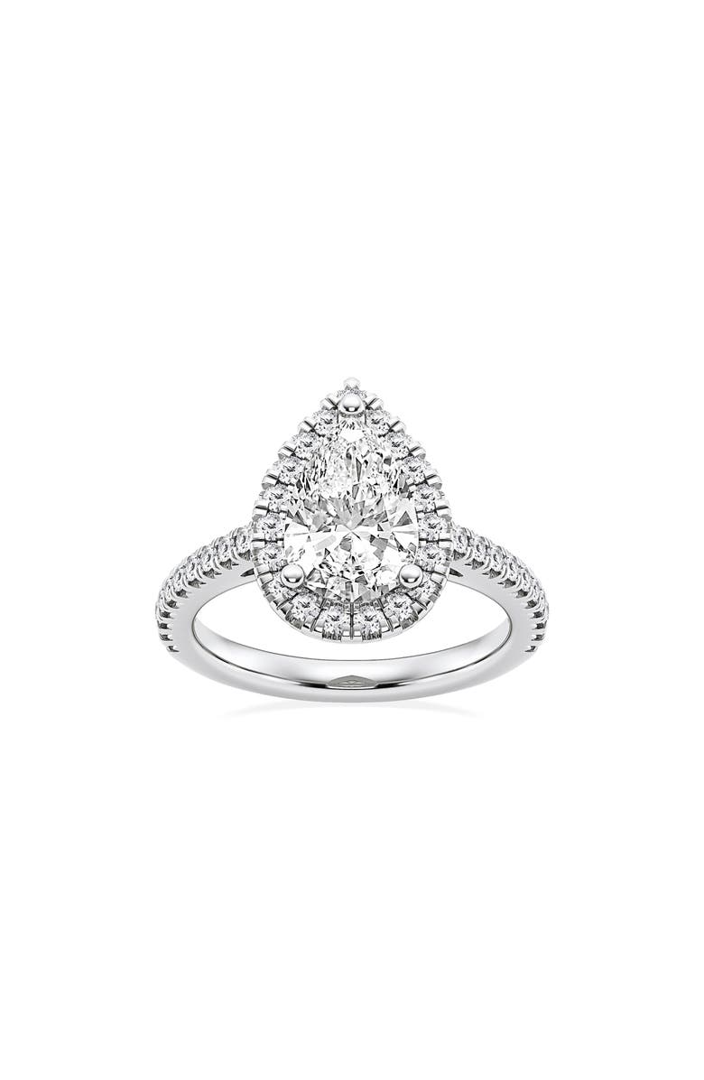 Badgley Mischka Collection 14K Gold Pear Cut Lab Created Diamond Halo Ring - 2.50ct., Main, color,