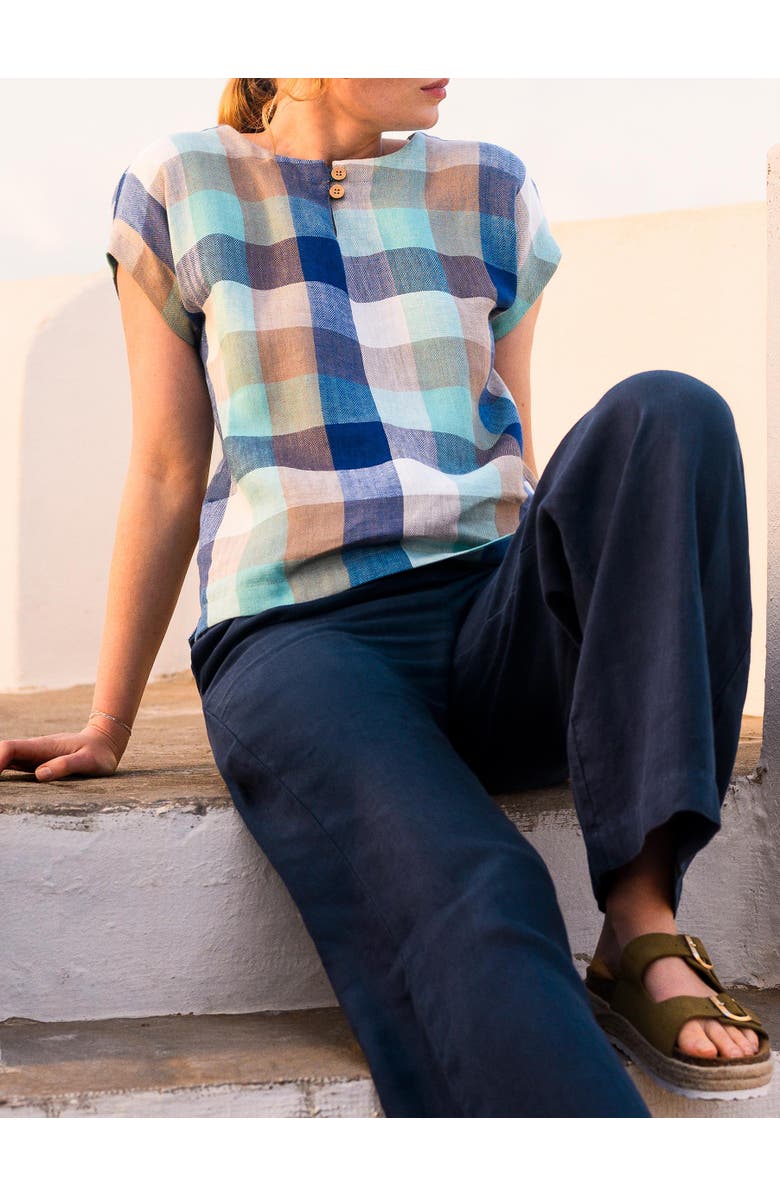 Celtic & Co. Button Detail Top, Alternate, color, Sea Glass Check