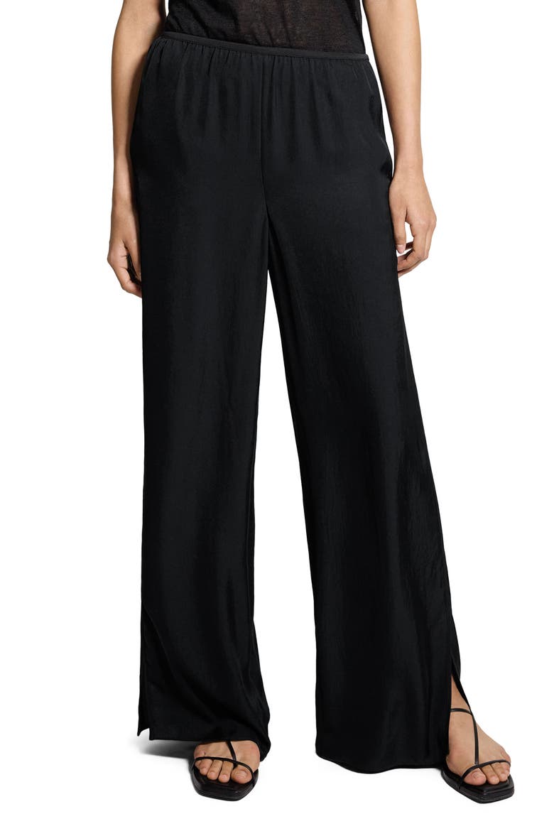Slit Hem Wide Leg Pants, Main, color, BLACK