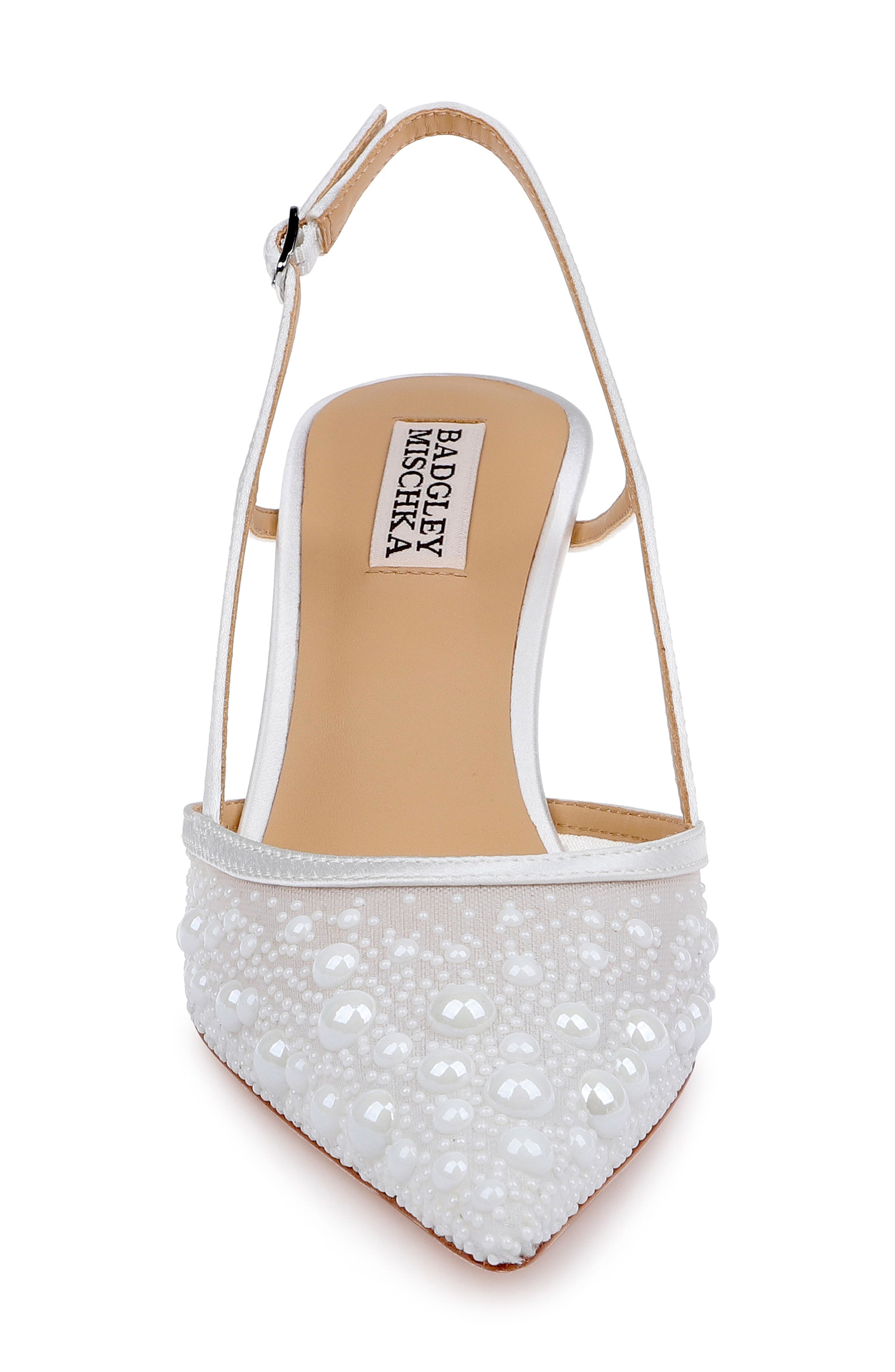 Reem Pointed Toe Slingback Pump, Alternate, color, WHITESATIN