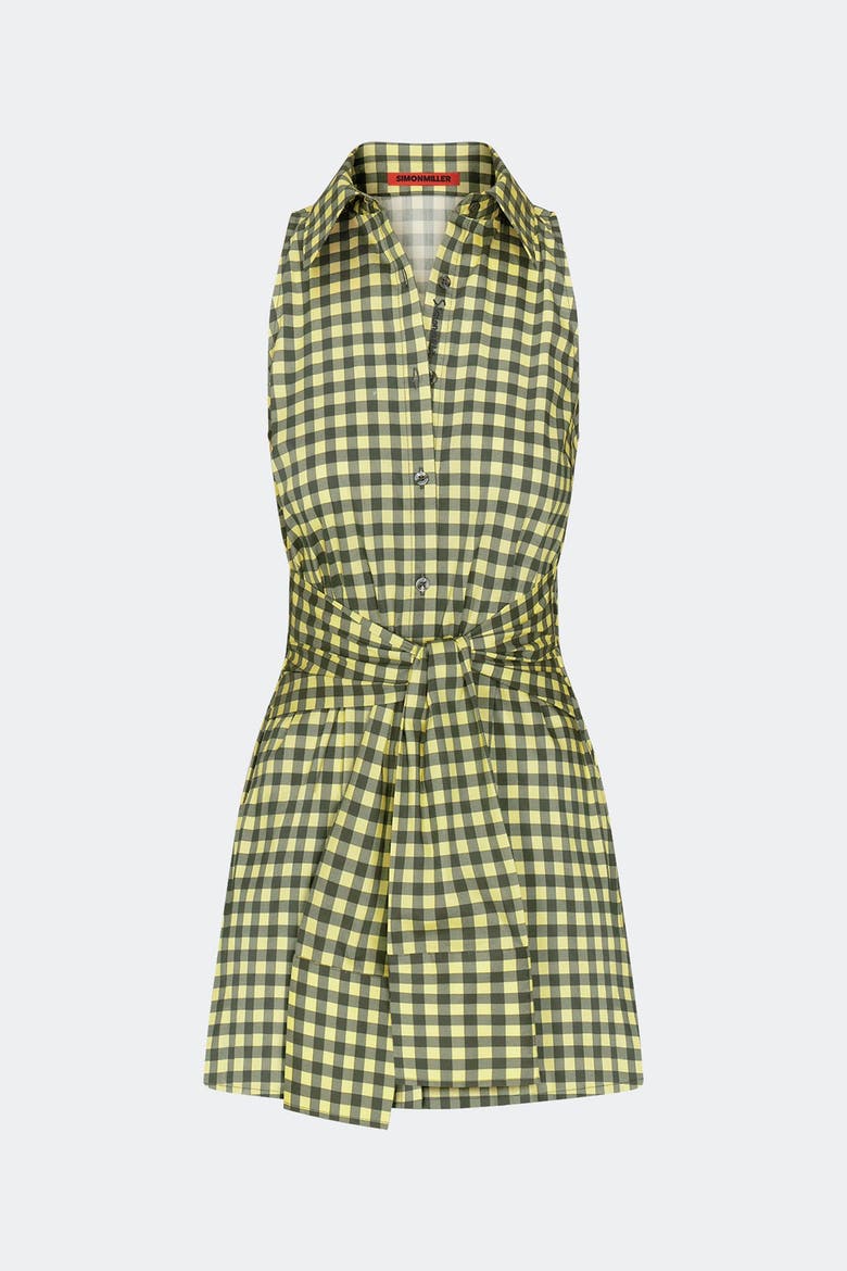 Inna Sleeveless Poplin Top, Main, color, Peridot/Ebony Gingham