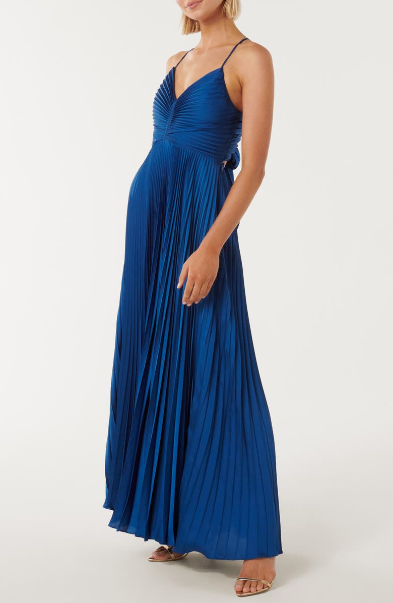 Ever New Geri Pleated Tie Back Maxi Dress, Alternate, color, Sapphire Blue