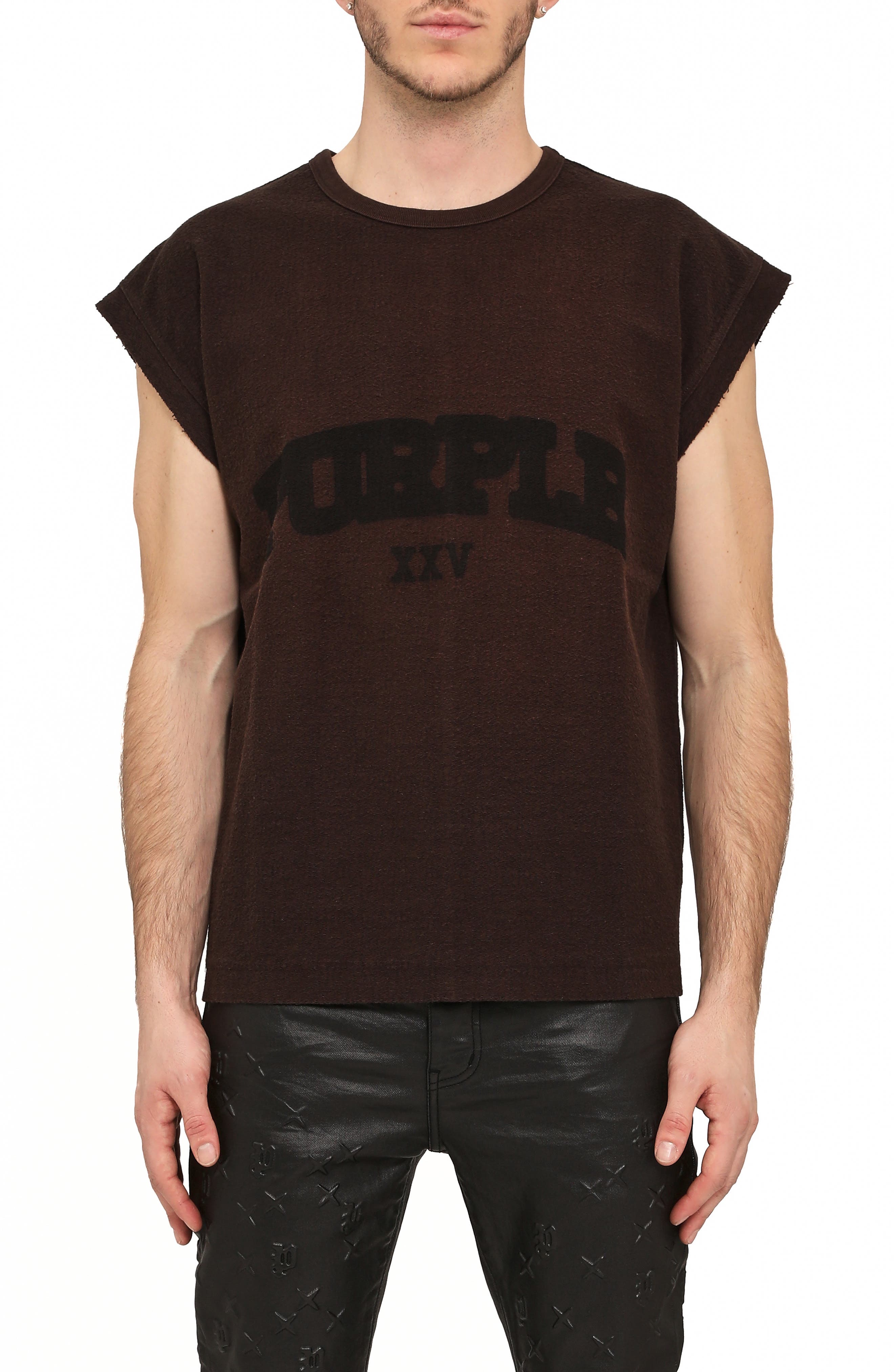 Oversize Textured Cotton Jersey Muscle Tee