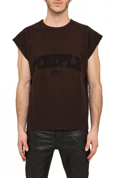 Oversize Textured Cotton Jersey Muscle Tee